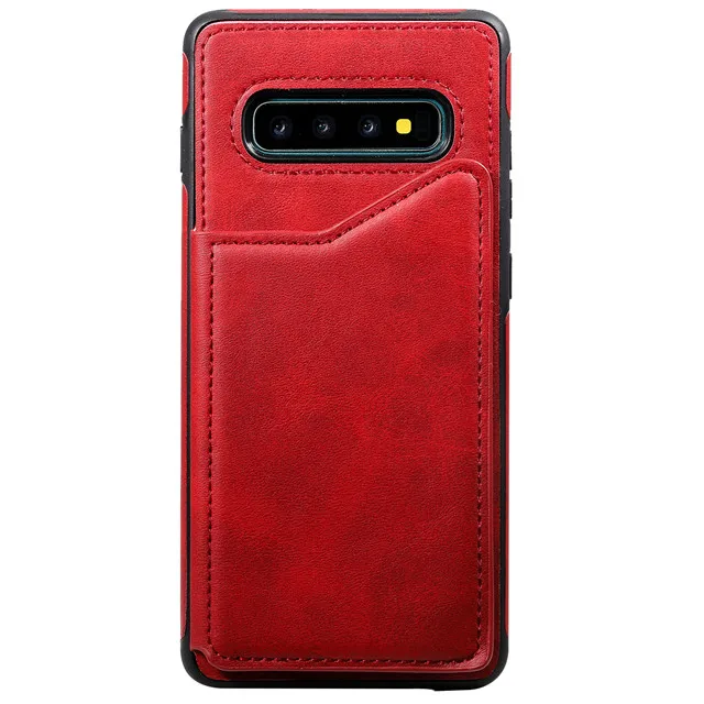 Ретро из искусственной кожи чехол для samsung S8 S9 S10 Plus 3 слота для карт держатель чехол для samsung Note 8 9 10 A50 задняя крышка Капа - Цвет: HONG