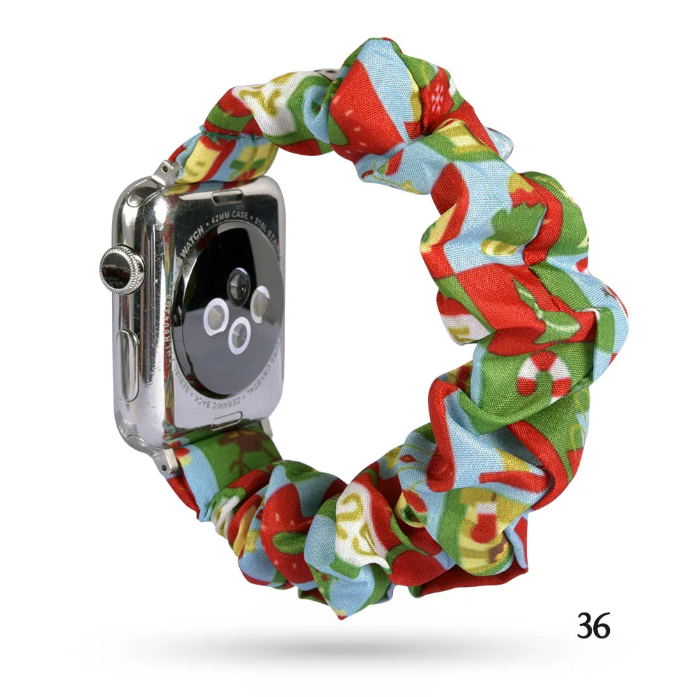 Эластичный ремешок для часов Apple Watch 5 4 ремешок 38 мм 40 мм 42 мм 44 мм ремешок для iwatch 5 4 3 2 1 Рождественский браслет на запястье - Цвет ремешка: 36 Christmas