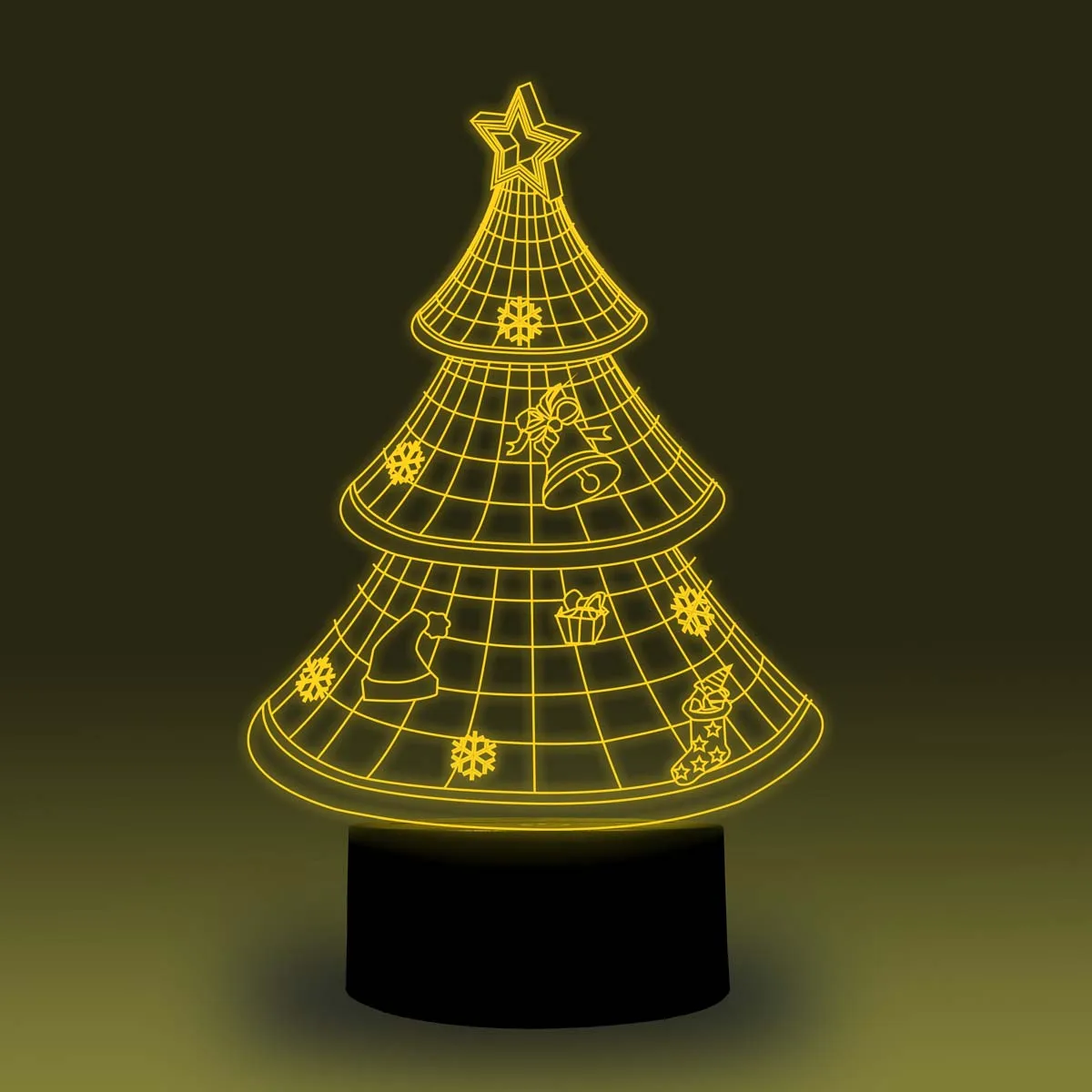 NiteApps 3D украшенная Рождественская елка ночник настольная Иллюзия украшение лампа подарок на день рождения приложение/сенсорное управление