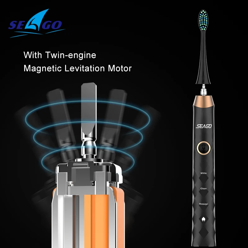 SEAGO Sonic Electric Toothbrush Upgraded Adult Rechargeable Wireless Waterproof Automatic Toothbrush with 3 Brush Heads Gift SEAGO Sonic Electric Toothbrush Upgraded Adult Rechargeable Wireless Waterproof Automatic Toothbrush with 3 Brush Heads Gift