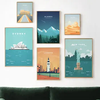 

Famous World Travel London Poster Series Attractions Canvas Painting Wall art Posters and Prints Pictures For Living Room Decor