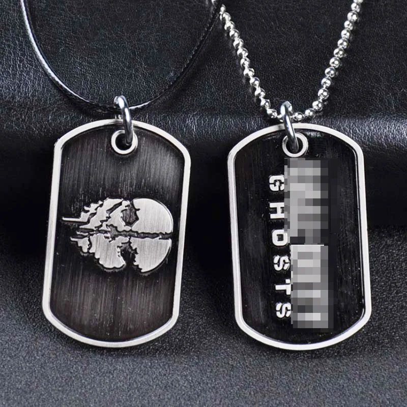 Colgante con etiqueta de perro fantasma para hombre y niña, joyería de Juegos populares, placa con nombre del ejército, serie militar de servicio, regalo de cumpleaños para niños y adultos