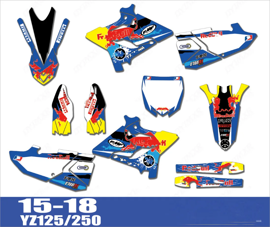 Полный набор наклеек набор с номером Графический фон наклейка для YAMAHA YZ125 YZ250 YZ 125 250YZ