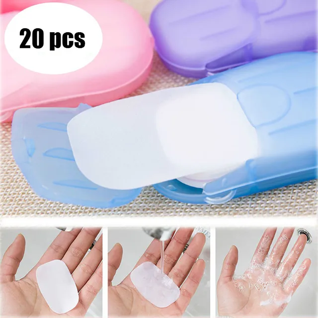 20PCS Portable Soap Paper Disposable Soap Paper Flakes Washing Cleaning Hand for Kitchen Toilet Outdoor Travel Camping Hiking 1