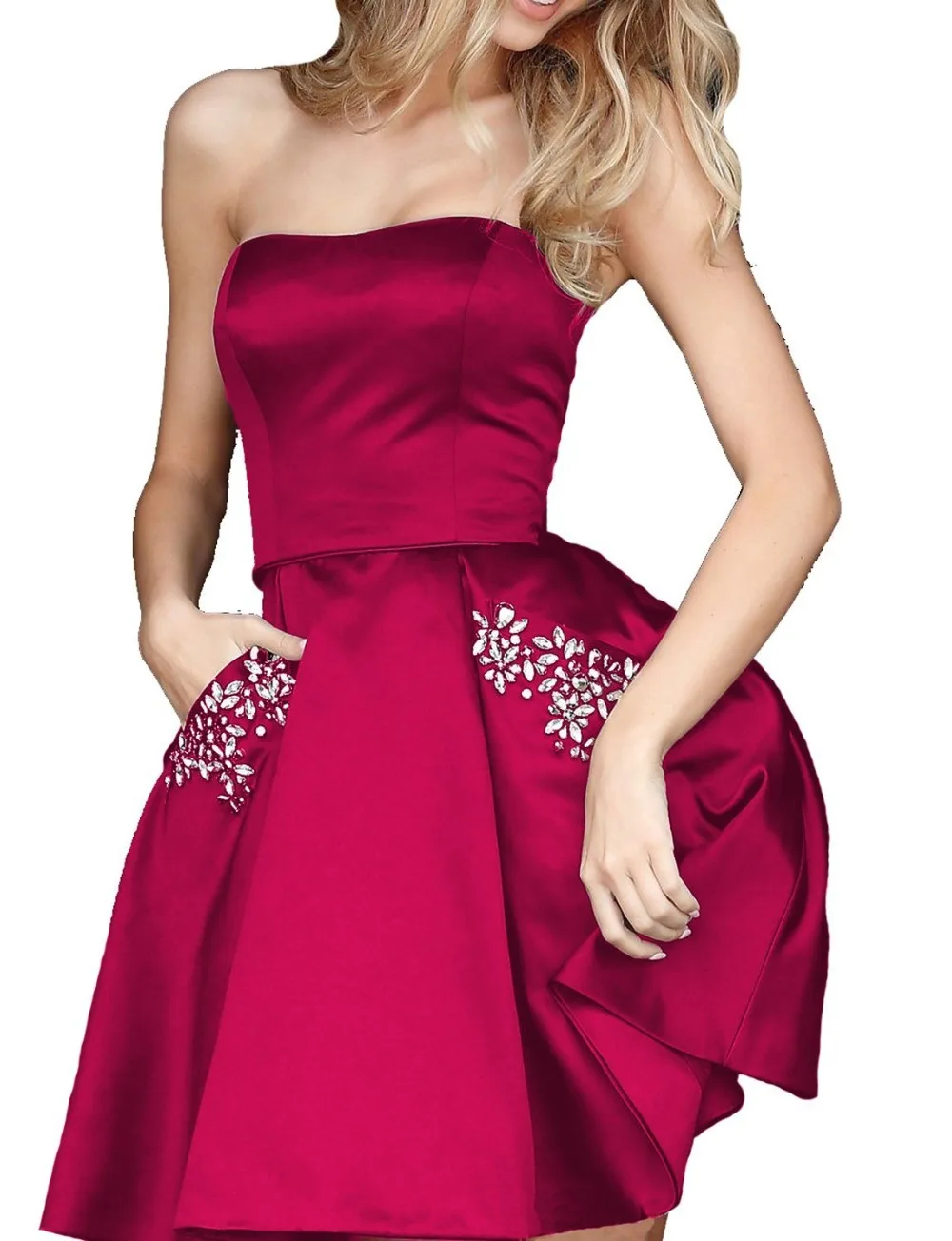 Robe De Soiree сексуальные короткие коктейльные платья с кристальными карманами, атласные вечерние платья, Короткие мини платья для выпускного вечера