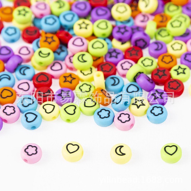 style 100pcs4*7mm acrylic letter beads oblate, star, moon, flower-shaped, heart-shaped mixed DIY jewelry accessories