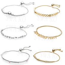 Классическое Серебро 925 Мода треска, цветок стебель скольжения, ледник красавица браслет Diy оригинальные женские ювелирные изделия для помолвки лучший подарок