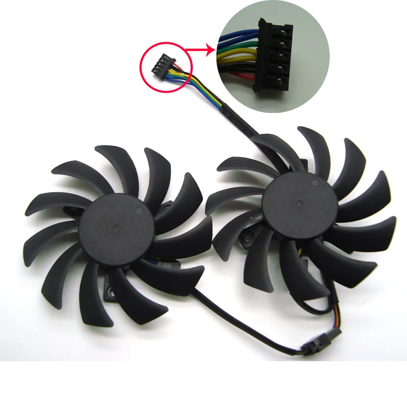 2 шт./лот T128010BH DC 12 В 0.25A 75 мм вентилятор VGA для ASUS GeForce GTX 1060 GTX1060-03G-SI видеокарта вентилятор 5Pin