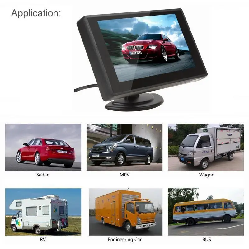 XYCING 4,3 дюймов Автомобильный монитор TFT lcd дисплей камера s камера заднего вида парковочная система для автомобиля заднего вида NTSC PAL