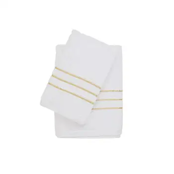 

Stripe Cotton Bath Towel Set 2 Li White
