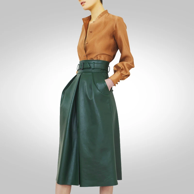 green skirt Весенняя и осенняя Новая Европейская и американская модная женская тонкая юбка - Цвет: green skirt