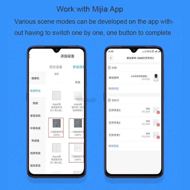 Настенный выключатель Xiaomi Mijia PTX с дистанционным управлением, беспроводной ключ, светильник с нулевой линией, умная жизнь, Wi-Fi, для Mijia APP