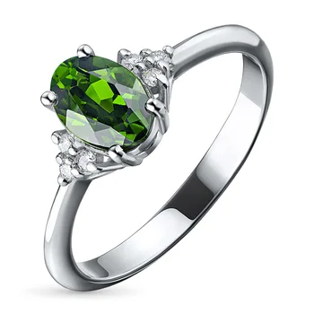 

White gold ring with diamonds and chrome-diopside e0901kts04201963