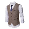 Gilet pour Homme, coupe cintrée, rétro, Costume Patchwork Imitation cuir, coupe simple boutonnage, décontracté ► Photo 3/6