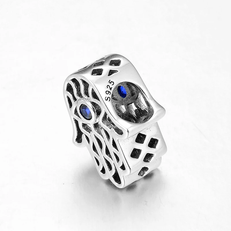 925 пробы Серебряные бусы Fatima Blue Eye, подходят для оригинальных браслетов Pandora, женские и мужские ювелирные изделия