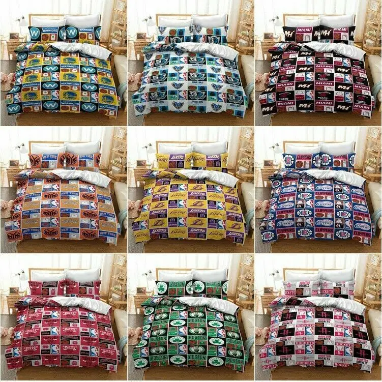 BasketballTeamBeddingSet23PcsDuvetCoverPillowcases3DPrinted