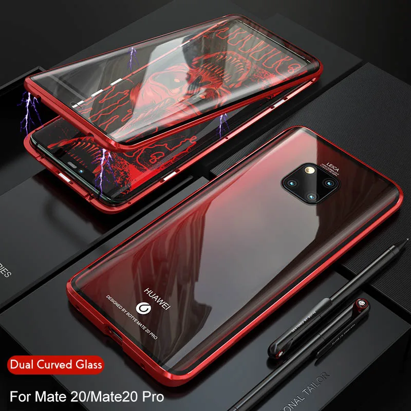 Чехол из закаленного стекла для huawei P30 Pro, чехол с магнитным металлическим бампером, противоударный чехол для huawei mate 20 Pro 360, полный Чехол