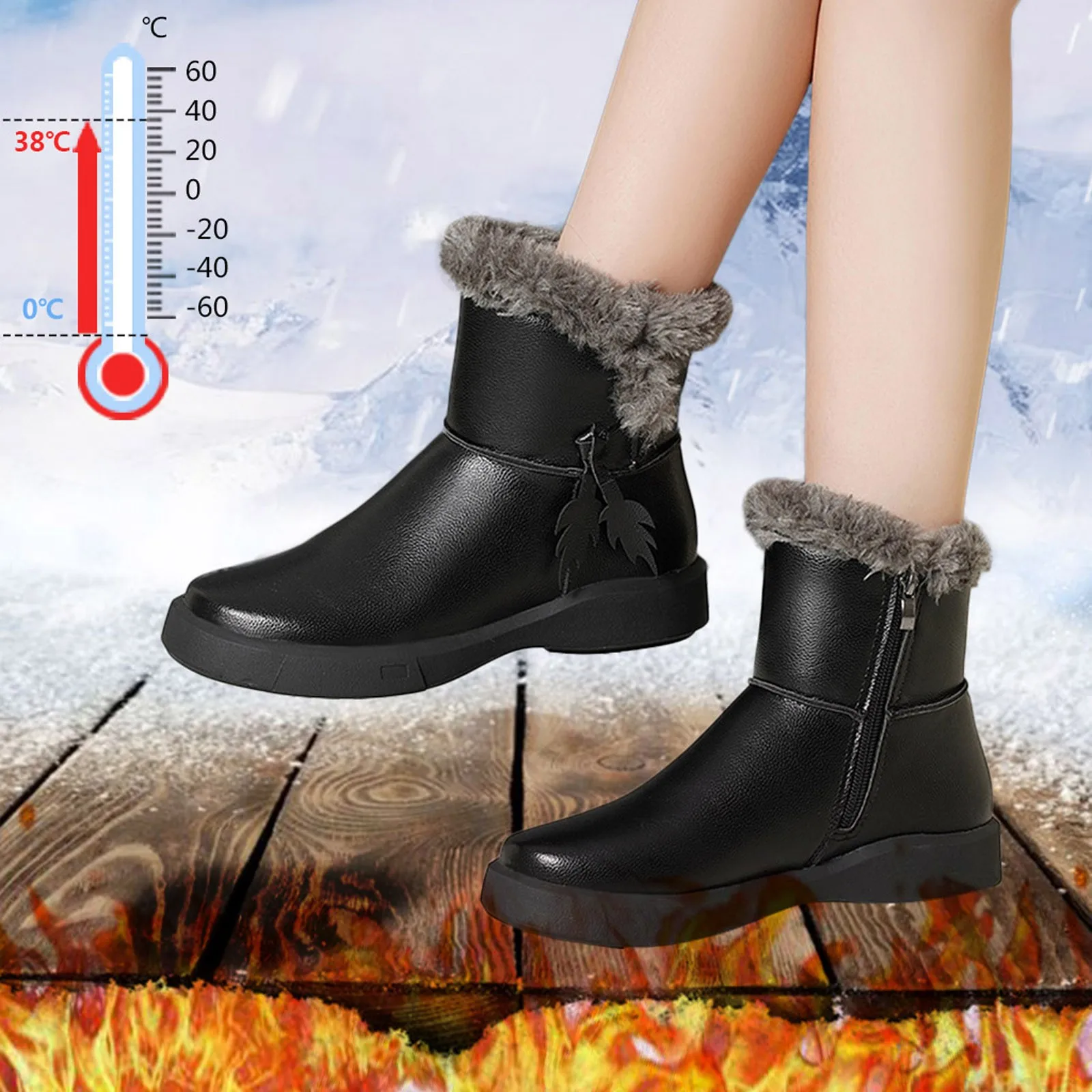 Botas de nieve con lentejuelas para mujer, botines cálidos de fondo grueso,  zapatos de algodón y terciopelo, talla grande 15, Invierno|Botas hasta el  tobillo| - AliExpress