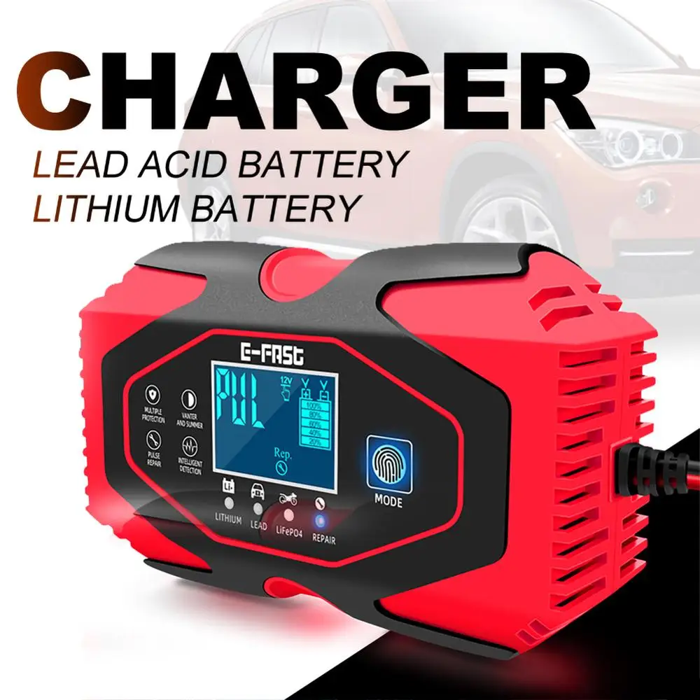 Автомобильный Батарея Зарядное устройство 12V/6A 24V/3A ЖК дисплей Экран зарядки