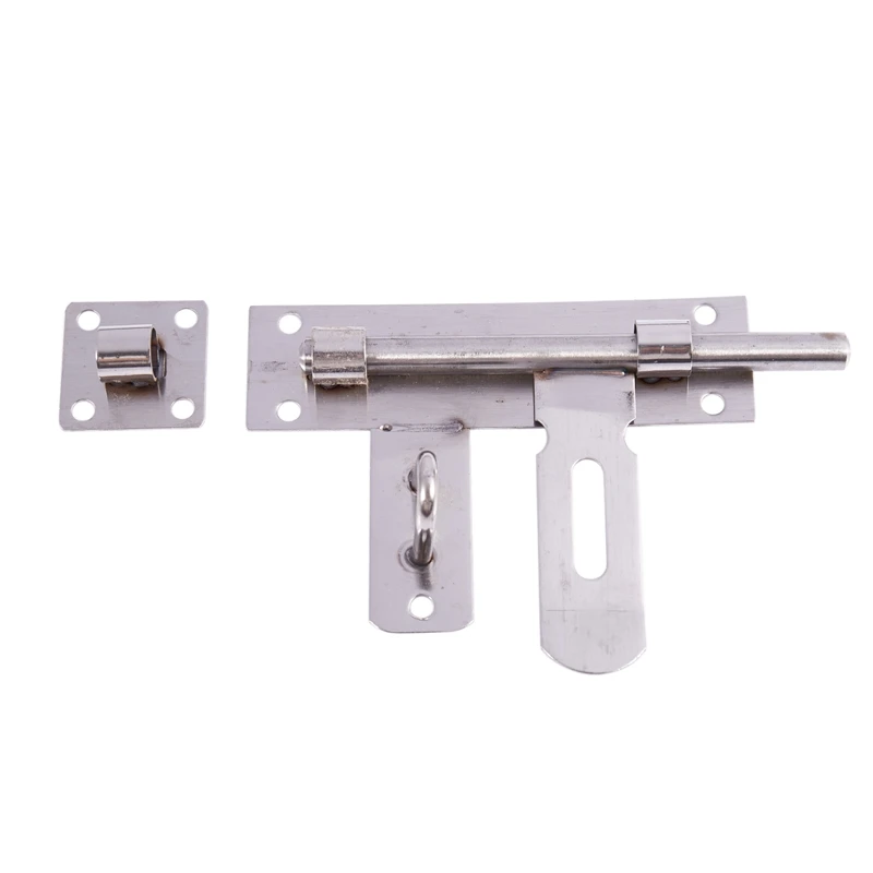 

Stainless Steel Garage Door Gate Security Barrel Bolt Latch Padlock Hasp Silver