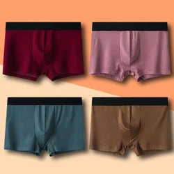4Pcs/Lot Men's Underwear Modal Breathable Mid-waist Underwear Youth Men's Boxer Shorts Solid Color Boxer Shorts Male