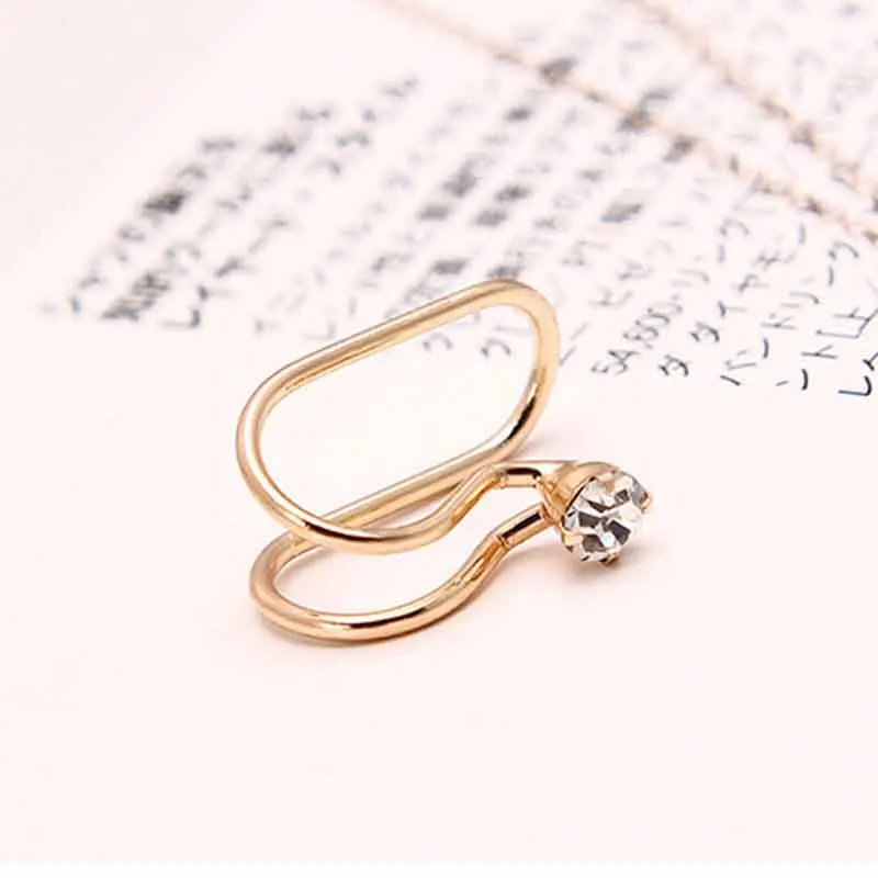Zircon Gold Модные панк-рок Клипсы-каффы накладные серьги простой Джокер без пирсинга u-образный зажим для ушей для женщин и мужчин вечерние ювелирные изделия аксессуары - Окраска металла: Zircon Gold