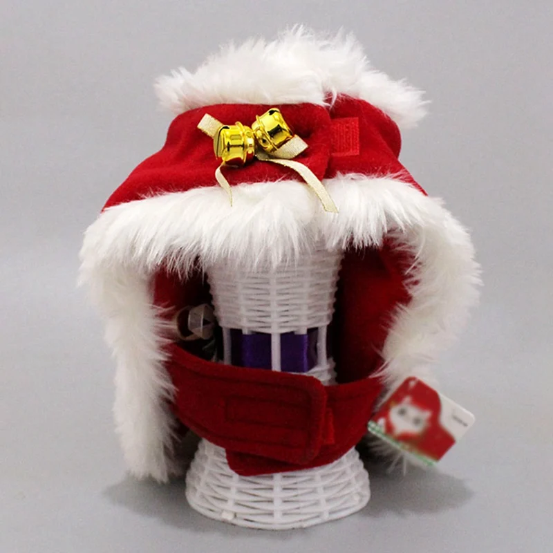 Новая Теплая одежда для домашних животных, Рождественский костюм для косплея, накидка с шапкой, плащ Санта-Клауса/регулируемый слюнявчик для домашних животных, кошек, собак