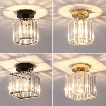 

Led Ceiling Lights Round Square Decorative Ceiling Lamp E27 Crystal Lampshade Balck Gold Plafonnier Living Room Bedroom Modern