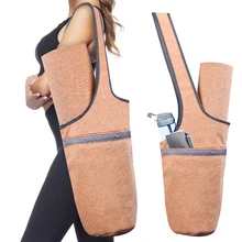 Коврик для йоги, сумка для йоги из пробкового дерева, большой размер, карман на молнии, подходит для большинства размеров, коврики для йоги, сумка-тоут, слинг-переноска, товары для фитнеса