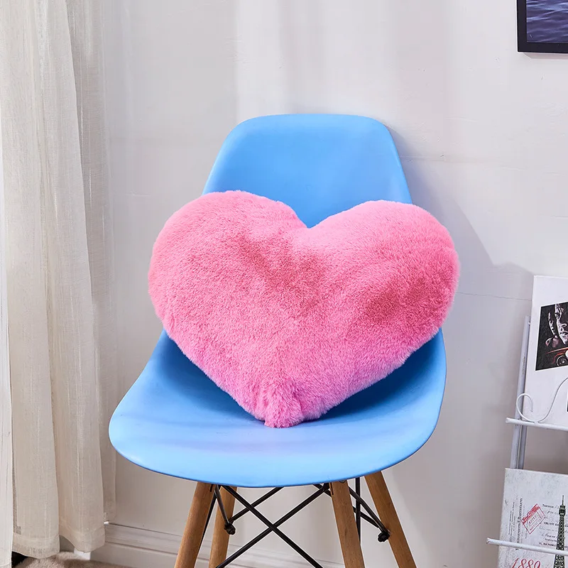 Cilected Soft Plush Decorative Throw Pillow Cover Heart-Shaped Imitation Rabbit Fur Cushion Case For Sofa Car Decor | Дом и сад
