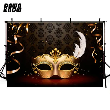 

DAWNKNOW Brilliant Masque Photography Background Baby Photocall Adult Party Plume Mask Backdrop Children Photo Shoot lv1187