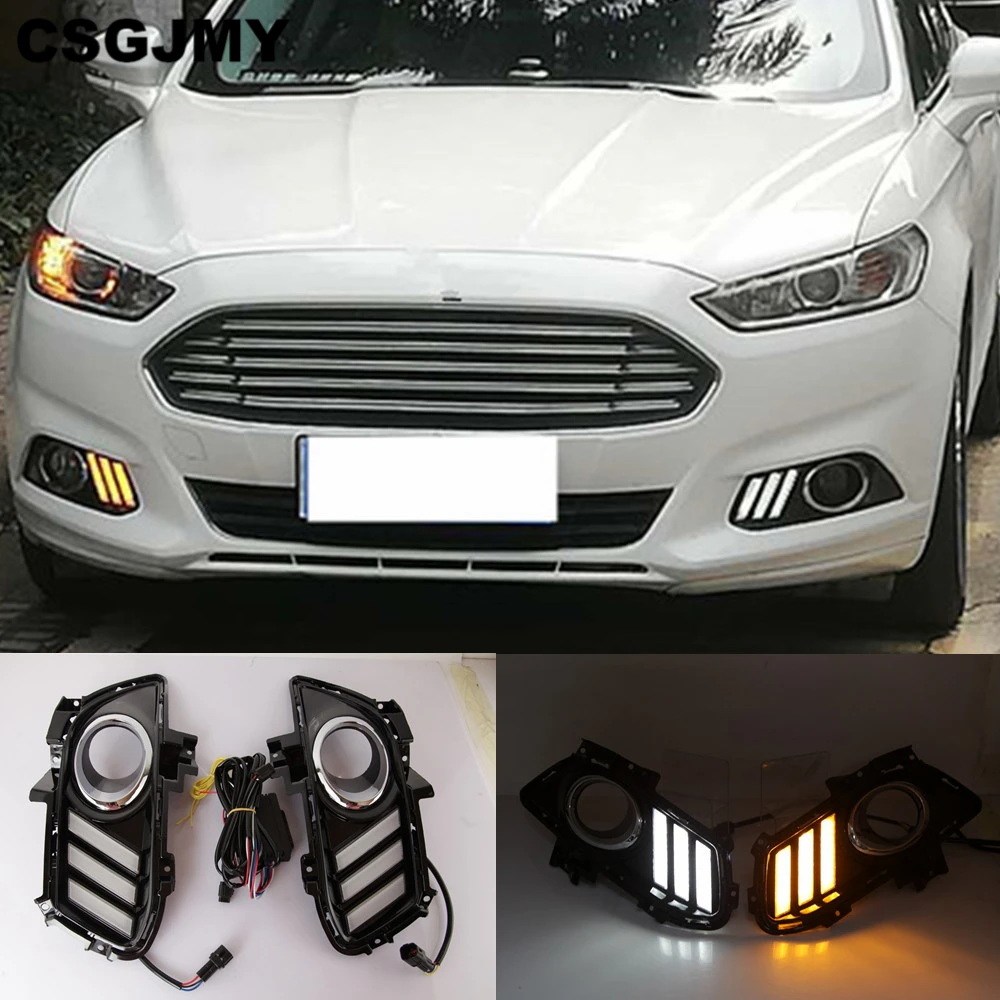 

2PCS For Ford Mondeo Fusion 2013 2014 2015 2016 Yellow Turning Signal Relay Waterproof Car DRL Lamp LED Daytime Running Light