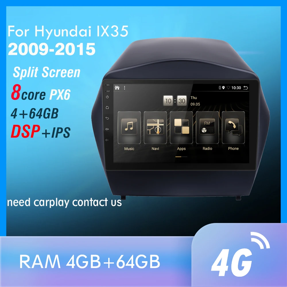 4G+ 64GB PX6 автомобильный DVD мультимедийный плеер для 2009 2010 2011 2012- hyundai IX35 2din Android 9,0 радио авто навигация gps 4G