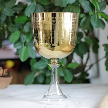 

Titanium plated golden color with design crystal singing grail bowl about 8.5" C# note 3th octave