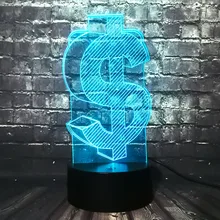 Горячая 3D доллар наличные модели USB светодиодный светильник 7 цветов Изменение Иллюзия ночник сверкающая вспышка освещение для магазина Декор подарок