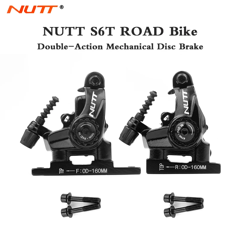 NUTT S6T Road Bike Line Pull Flat Mount Dual Piston Mechanie Disc Brake140mm 160mm Brake Caliper Accessories | Спорт и развлечения