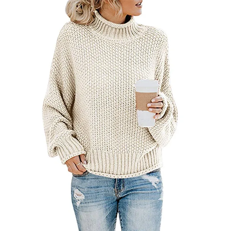Comprar Suéter femenino 2019 Otoño Invierno tejido Jersey mono de mujer Jersey tridot Jersey Jumper mujer ropa de cuello alto