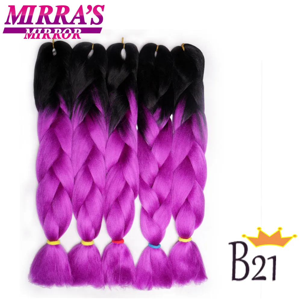 Mirra's зеркальные синтетические плетеные волосы для наращивания длинные кроше с Омбре волосы розовые Джамбо косы наращивание волос три/два тона зеленый - Цвет: B21
