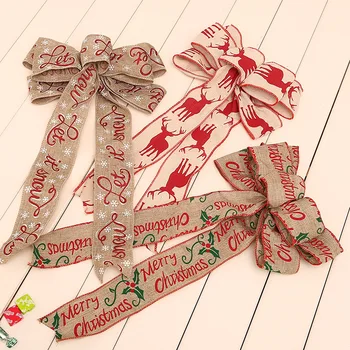 

2019 Christmas navidad Linen Bow Burlap Bow-knot Pendant Xmas Tree Hanging Ornament christmas decorations for homeCM