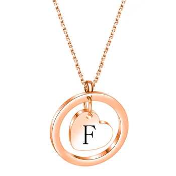 Tiny Heart Letter Pendant Necklace For Women Dainty Rose Gold Color A-Z Letter Stainless Steel Necklace Jewelry Gift 4