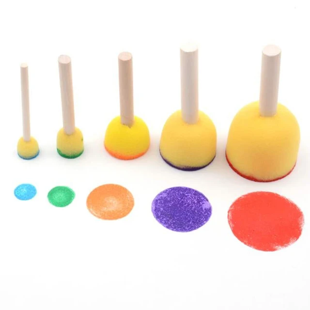 4pcs/set Sponge Paint Brush Wooden Handle Sponge Foam Brushes Art Painting  Tool for Kids DIY Toy Art Supplies