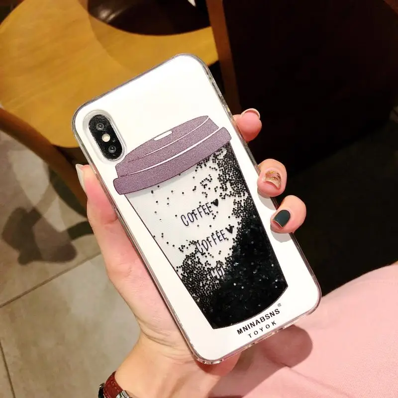 Для iPhone X XS MAX XR горячий жидкий зыбучий песок кофе мягкий TPU чехол для Samsung S10Lite S10 S8 S9