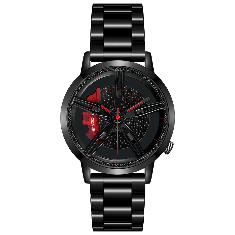 

Unique Racing car Watch Men Custom Car Wheel design Wrist Watch Stainless Steel Strap Rim Hub Wheel Watch Man Relogio Masculino