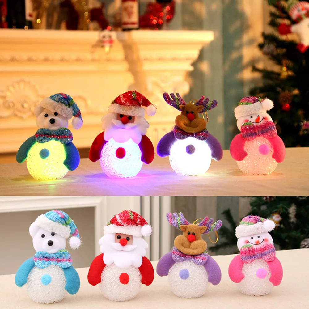 

2019 Merry Christmas Ornaments Christmas Gift Tree Toy Doll Hang Decorations for home EVA LED Light Lamp Xmas Tree Pendant F816