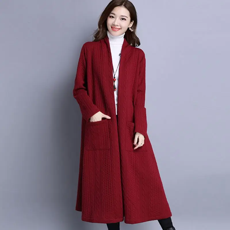 

2019 Autumn Women's Casual long trench coat Winter oversize Thicken Vintage Outwear coat plus size 5XL 6XL 7XL Cardigan coat