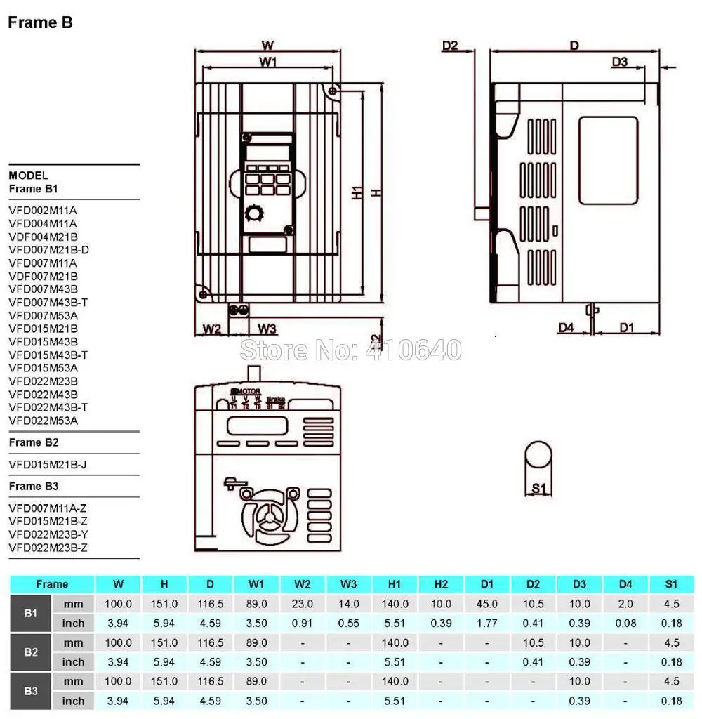 VFD mechancial size