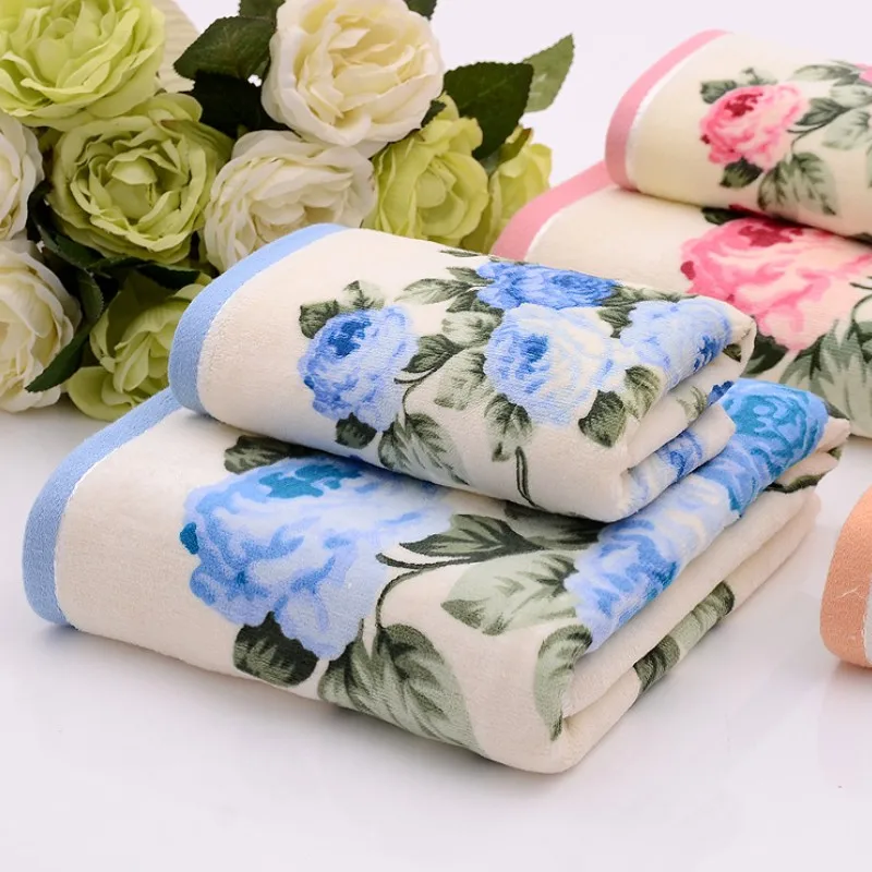 Хлопковое креативное жаккардовое полотенце абсорбирующее быстросохнущее пляжное полотенце банное полотенце большой цветок рисунок креативная пара полотенце для мытья 2 комплекта