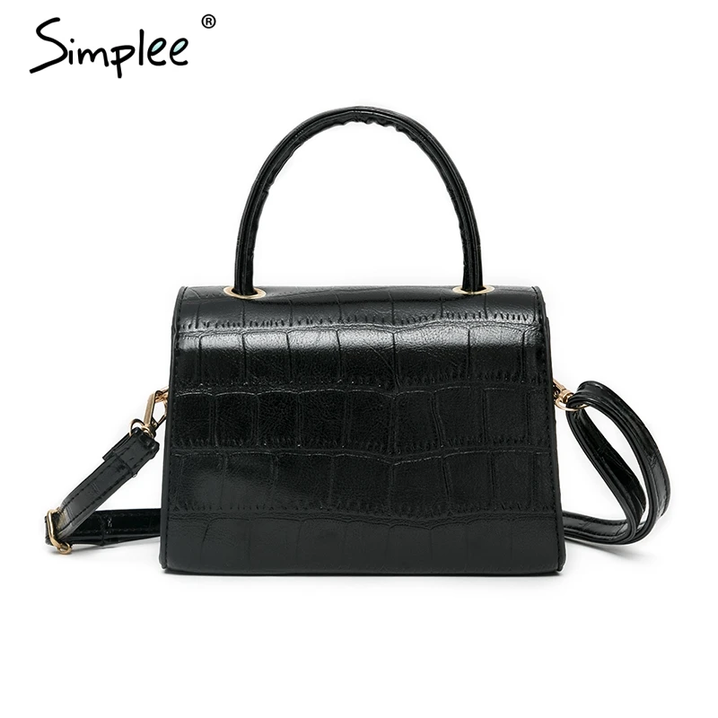 Simplee Ретро женская сумка на плечо, роскошная клетчатая кожаная сумка с карманом, Офисная Дамская Осенняя зимняя рабочая одежда, черная сумка через плечо, ручная сумка