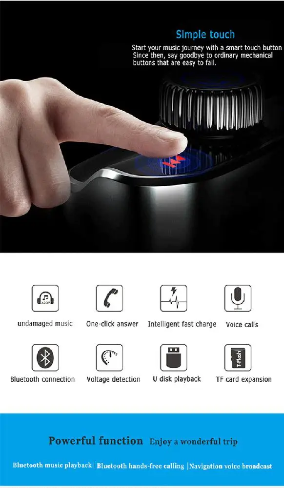 HobbyLane Автомобильный MP3 Bluetooth 4,2 Hands Free FM излучатель плеер двойной USB порт TF карта сенсорная кнопка mp3-плеер