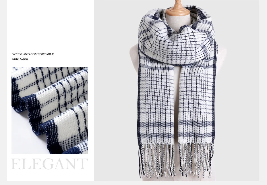 [VIANOSI] роскошный зимний шарф в клетку, Женский тёплый платок, шарфы, модные шарфы на каждый день, кашемировые шарфы